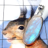 Rainbow moonstone O - RNB986-925 Plain Silver with Cab Rainbow Moonstone Plain Pendant