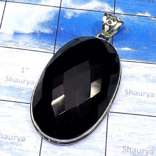 Black Onyx cut D - FSP992-Genuine Cut n Cab Free Size Gemstone Stunning Pendant