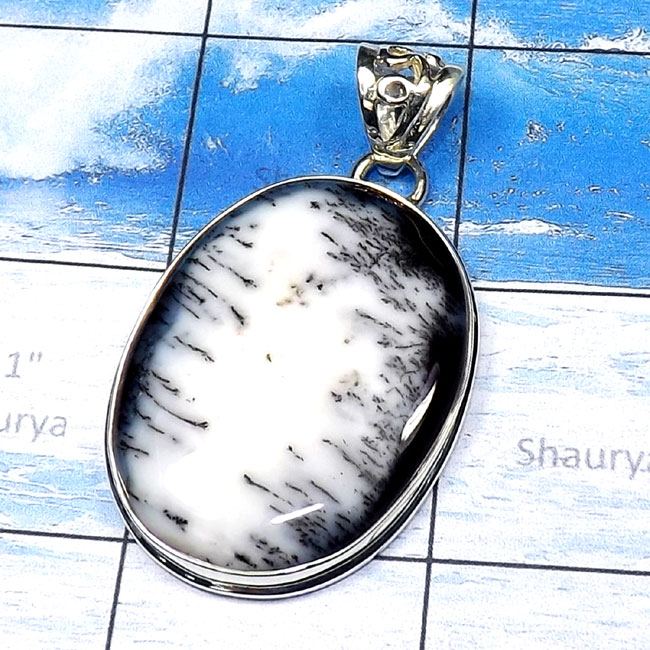 Dendritic Agate F - FSP990-Sterling 925 Silver Manufacturer Free Size Cab Gemstone W