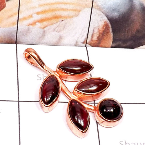 Rose Rhodium Garnet Cab A - SD750-Genuine Gemstone 925 Silver Rose n Black Rhodium 925 Sterl