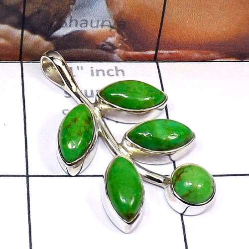 Green Turquoise G - SD750-Genuine Gemstone 925 Silver Rose n Black Rhodium 925 Sterl