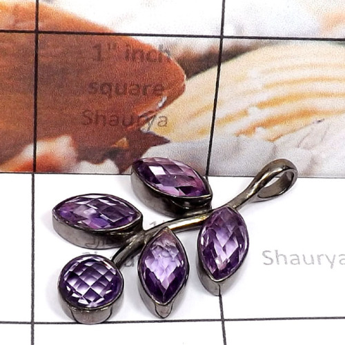 Black Rhodium Amethyst O - SD750-Genuine Gemstone 925 Silver Rose n Black Rhodium 925 Sterl