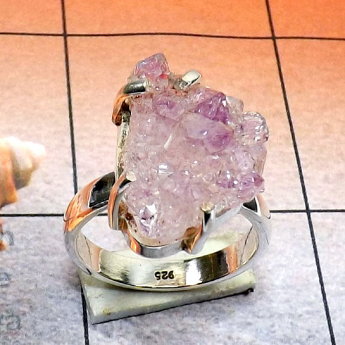 Plain Silver Amethyst Druzy H - SPR975-Amethyst Druzy 925 Silver Black Rhodium Prong Setting Bea Plain Silver Amethyst Druzy H - SPR975-Amethyst Druzy 925 Silver Black Rhodium Prong Setting Bea