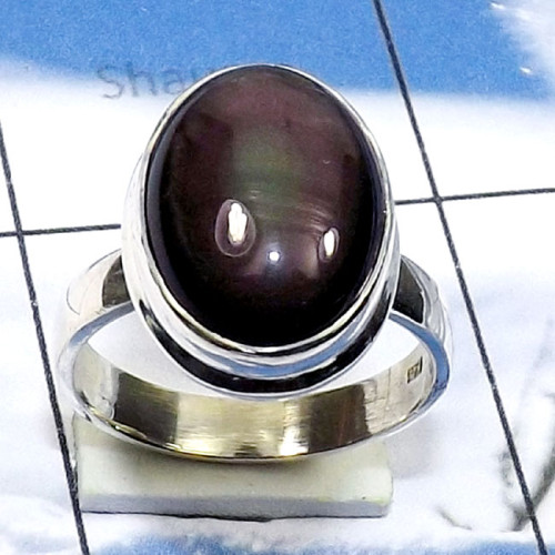Rainbow Obsidian D - PSR886-Cab Rainbow Obsidian 925 Silver Manufacturer Handmade Pla