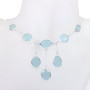 18 inch Aqua Hydro G - SCN988-Sterling 925 Silver Cut Gemstone 18 inch Bezel Setting Ch