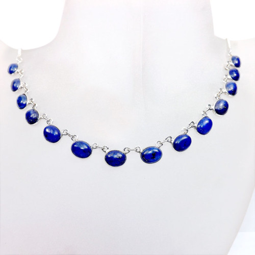 18 inch Lapis H - SCN983-18 inch Beautiful Bezel Chain Necklace 925 Silver with Se 18 inch Lapis H - SCN983-18 inch Beautiful Bezel Chain Necklace 925 Silver with Se