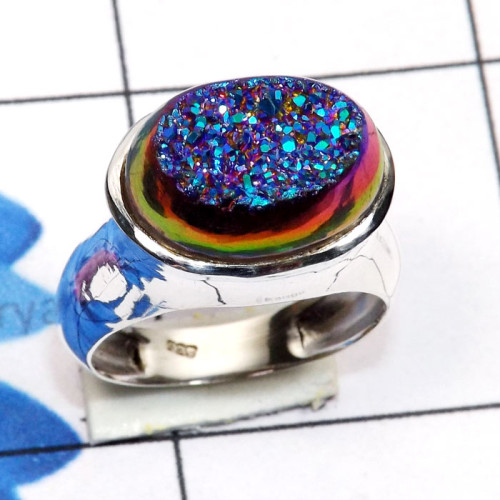 Window Druzy F - SCR905-Mohave Azurite, Amethyst Copper, Rainbow Calisilica, Crys