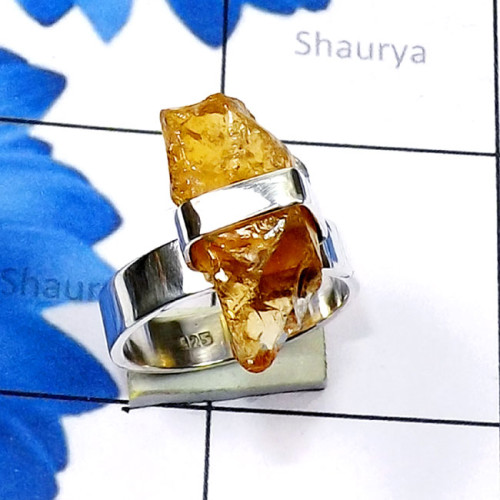 Citrine Rough O - SPR974-Genuine Rough Gemstone Made in 925 Silver Fancy Prong Set Citrine Rough O - SPR974-Genuine Rough Gemstone Made in 925 Silver Fancy Prong Set