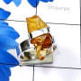 Citrine Rough O - SPR974-Genuine Rough Gemstone Made in 925 Silver Fancy Prong Set