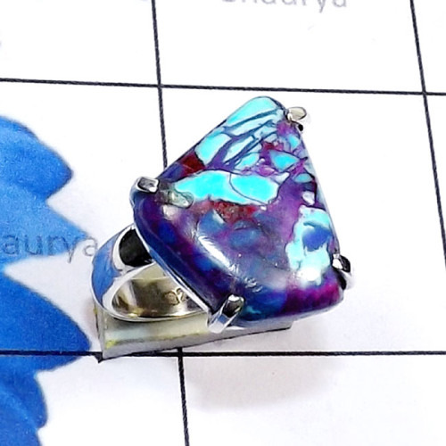 Purple Turquoise D - SPR972-Fancy Shape Cab Gemstone 925 Sterling Silver Prong Settin