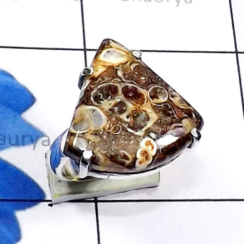 Turtella Jasper G - SPR972-Fancy Shape Cab Gemstone 925 Sterling Silver Prong Settin