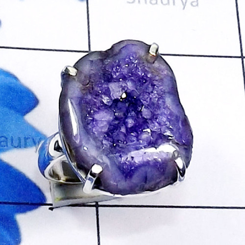 Slice Druzy H - SPR972-Fancy Shape Cab Gemstone 925 Sterling Silver Prong Settin Slice Druzy H - SPR972-Fancy Shape Cab Gemstone 925 Sterling Silver Prong Settin