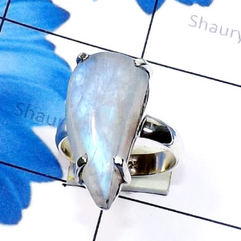Rainbow Moonstone I - SPR972-Fancy Shape Cab Gemstone 925 Sterling Silver Prong Settin Rainbow Moonstone I - SPR972-Fancy Shape Cab Gemstone 925 Sterling Silver Prong Settin