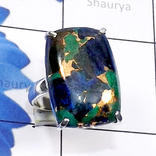 Mohave Azurite C - SPR970-Sterling 925 Silver Semiprecious Cut n Cab Gemstone Handm