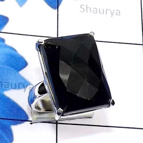 Black Onyx cut G - SPR970-Sterling 925 Silver Semiprecious Cut n Cab Gemstone Handm