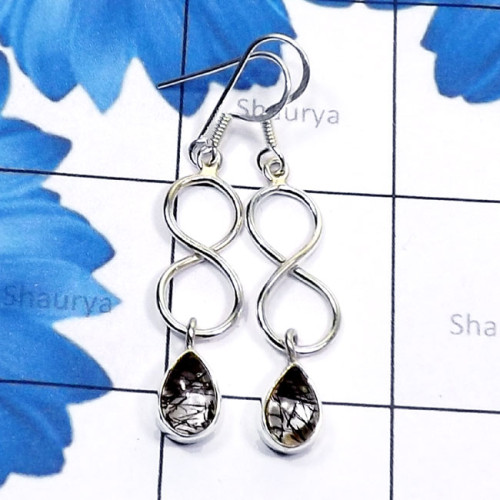 Black Rutile A - SDE815-Genuine Cut n Cab Gemstone 925 Silver Handmade Designer E Black Rutile A - SDE815-Genuine Cut n Cab Gemstone 925 Silver Handmade Designer E