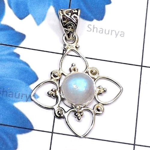 Rainbow Moonstone A - SD734-Round Shape Semiprecious Gemstone Made in 925 Silver Handm Rainbow Moonstone A - SD734-Round Shape Semiprecious Gemstone Made in 925 Silver Handm