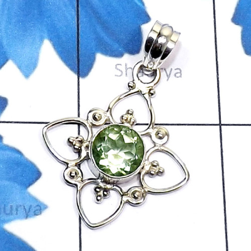 Green Amethyst D - SD734-Round Shape Semiprecious Gemstone Made in 925 Silver Handm