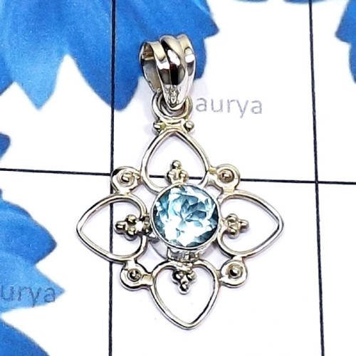 Blue Topaz F - SD734-Round Shape Semiprecious Gemstone Made in 925 Silver Handm