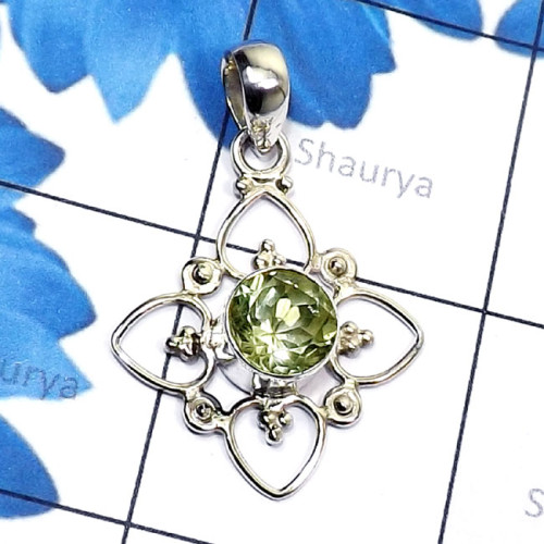 Green Amethyst O - SD734-Round Shape Semiprecious Gemstone Made in 925 Silver Handm