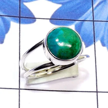 Crysocola B - PSR881-Solid 925 Silver with Semiprecious Gemstone Stunning Ring Crysocola B - PSR881-Solid 925 Silver with Semiprecious Gemstone Stunning Ring