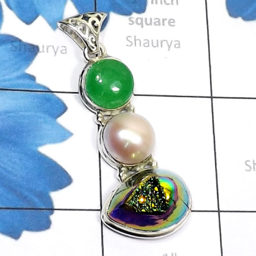 Canadian Green Jade, Pearl, Window Druzy B - DZP978-Canadian Green Jade, Fossil Ammonite, Window Druzy n Oth