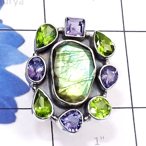 Multi Cut Gemstone D - CLR952-Semiprecious Gemstone Solid 925 Silver Handmade Wholesale
