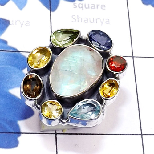 Multi Cut Gemstone E - CLR952-Semiprecious Gemstone Solid 925 Silver Handmade Wholesale