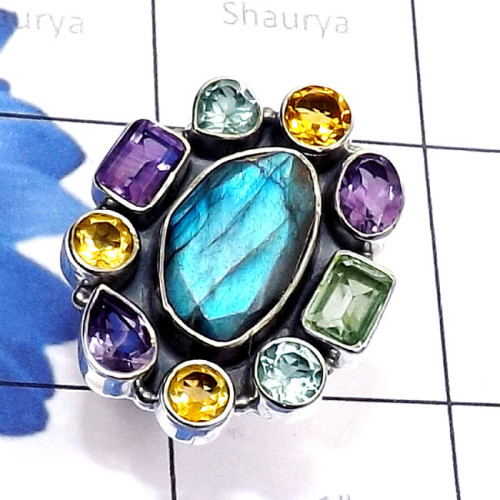 Multi Cut Gemstone O - CLR952-Semiprecious Gemstone Solid 925 Silver Handmade Wholesale