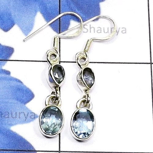 Blue Topaz C - SDE809-925 Sterling Silver Genuine Cut n Cab Gemstone Lightweigh