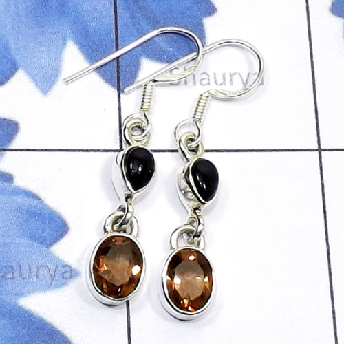 Smokey D - SDE809-925 Sterling Silver Genuine Cut n Cab Gemstone Lightweigh