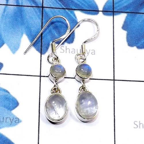 Rainbow Moonstone F - SDE809-925 Sterling Silver Genuine Cut n Cab Gemstone Lightweigh Rainbow Moonstone F - SDE809-925 Sterling Silver Genuine Cut n Cab Gemstone Lightweigh