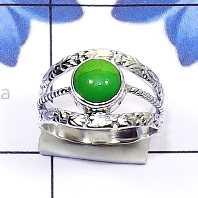 Green Turquoise D - SDR806-Solid 925 Silver Genuine Cut n Cab Gemstone Handmade Whol