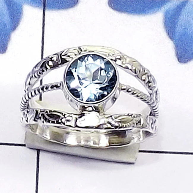 Blue Topaz F - SDR806-Solid 925 Silver Genuine Cut n Cab Gemstone Handmade Whol Blue Topaz F - SDR806-Solid 925 Silver Genuine Cut n Cab Gemstone Handmade Whol