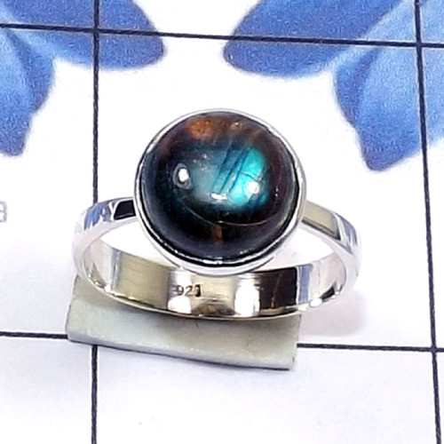 Labradorite cab C - PSR877-925 Plain Silver Genuine Cut n Cab Gemstone Trendy Ring