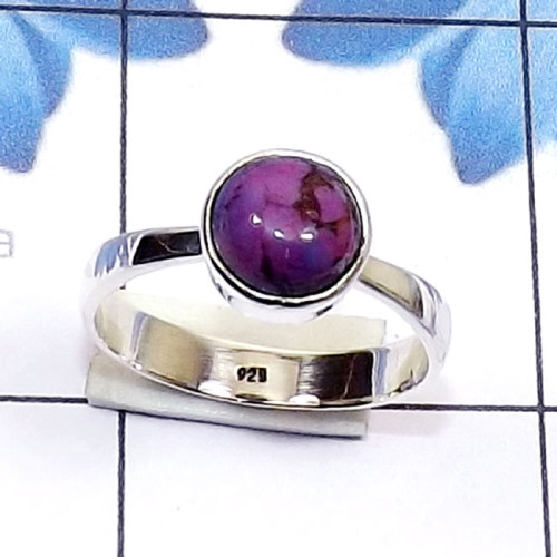Purple Turquoise E - PSR877-925 Plain Silver Genuine Cut n Cab Gemstone Trendy Ring