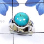 Blue Turquoise I - PSR877-925 Plain Silver Genuine Cut n Cab Gemstone Trendy Ring