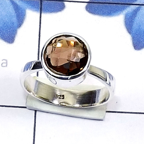 Smokey A - PSR876-Semiprecious Cut Gemstone 925 Silver Manufacturer Plain R Smokey A - PSR876-Semiprecious Cut Gemstone 925 Silver Manufacturer Plain R