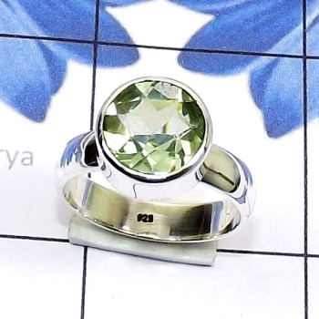 Green Amethyst E - PSR876-Semiprecious Cut Gemstone 925 Silver Manufacturer Plain R Green Amethyst E - PSR876-Semiprecious Cut Gemstone 925 Silver Manufacturer Plain R