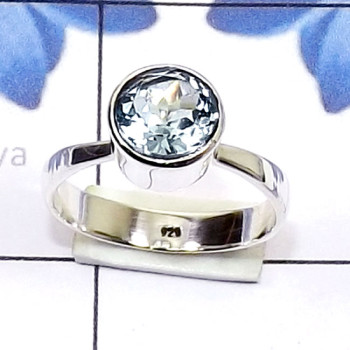 Blue Topaz F - PSR876-Semiprecious Cut Gemstone 925 Silver Manufacturer Plain R Blue Topaz F - PSR876-Semiprecious Cut Gemstone 925 Silver Manufacturer Plain R