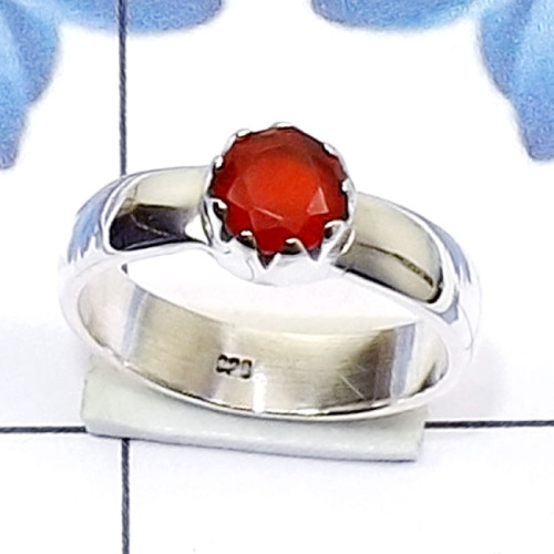 Carnelian Cut B - SPR968-Small Size Genuine Gemstone 925 Sterling Silver Prong Set