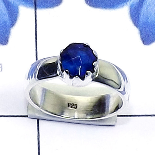 Lapis Cut C - SPR968-Small Size Genuine Gemstone 925 Sterling Silver Prong Set