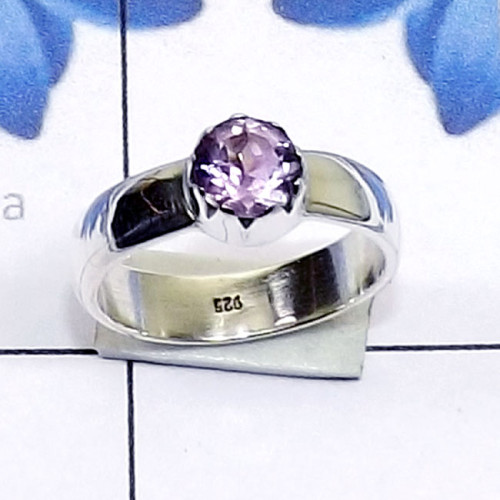 Amethyst cut D - SPR968-Small Size Genuine Gemstone 925 Sterling Silver Prong Set