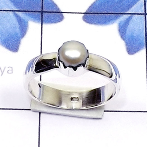 Pearl F - SPR968-Small Size Genuine Gemstone 925 Sterling Silver Prong Set