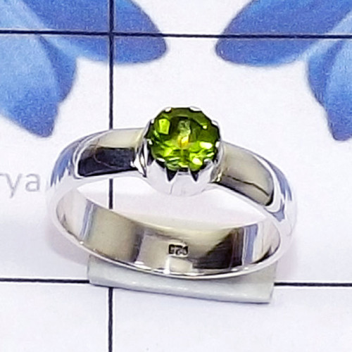 Peridot O - SPR968-Small Size Genuine Gemstone 925 Sterling Silver Prong Set
