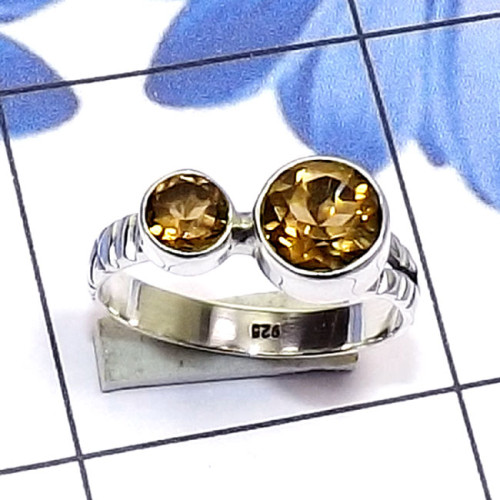 Smokey D - SDR805-Round Shape Two Gemstone Made in 925 Silver Handmade Desi