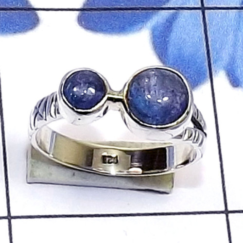 Tanzanite H - SDR805-Round Shape Two Gemstone Made in 925 Silver Handmade Desi