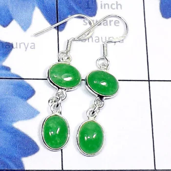 Canadian Green Jade C - BZE895-Two Gemstone Canadian Green Jade 925 Silver Lightweight Canadian Green Jade C - BZE895-Two Gemstone Canadian Green Jade 925 Silver Lightweight