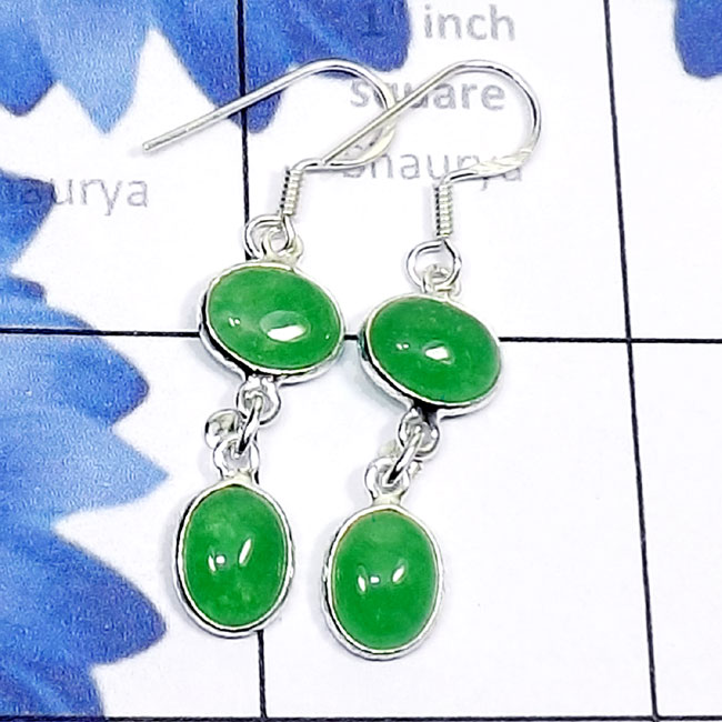 Canadian Green Jade C - BZE895-Two Gemstone Canadian Green Jade 925 Silver Lightweight Canadian Green Jade C - BZE895-Two Gemstone Canadian Green Jade 925 Silver Lightweight