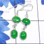 Canadian Green Jade C - BZE895-Two Gemstone Canadian Green Jade 925 Silver Lightweight